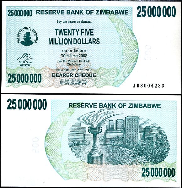 25 000 000 Dolárov Zimbabwe 2008, P56