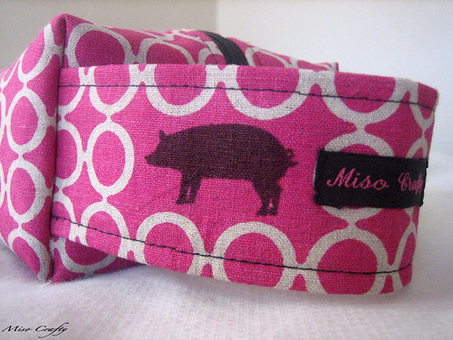 Pink Echino Pigs Project Bag - Handle