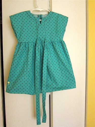 Turquoise baby dresses in progress (Simplicity 3765)