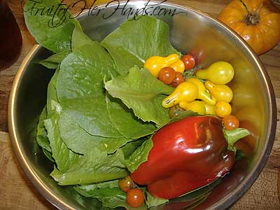 Bowl of salad ingredients