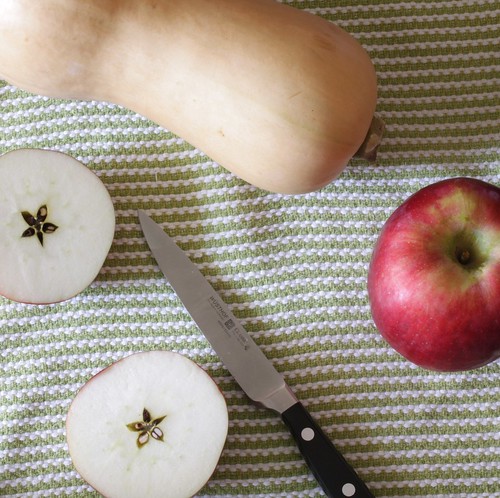 squash and cut apples