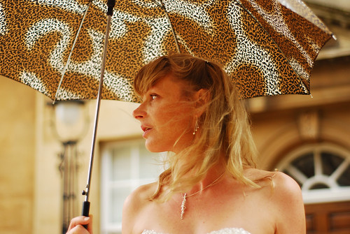 Rachel the bride, under the umbrella, Bristol,