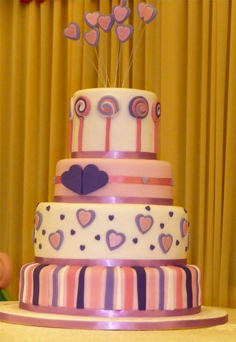 pink and white zebra cake. Lollipop Heart Wedding Cake
