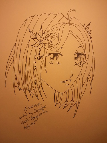 Manga Girl 3/4 View - Ink
