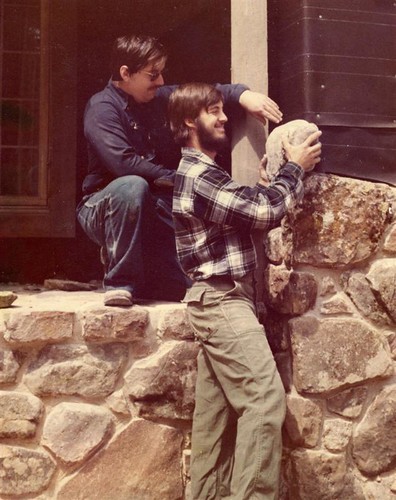 Image of Jeff Behringer on his first large traditional stone masonry project in 1973