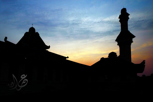 Silhouette of Masjid Al-Azim, Solok, Bukit Peringgit, Melaka during sunrise