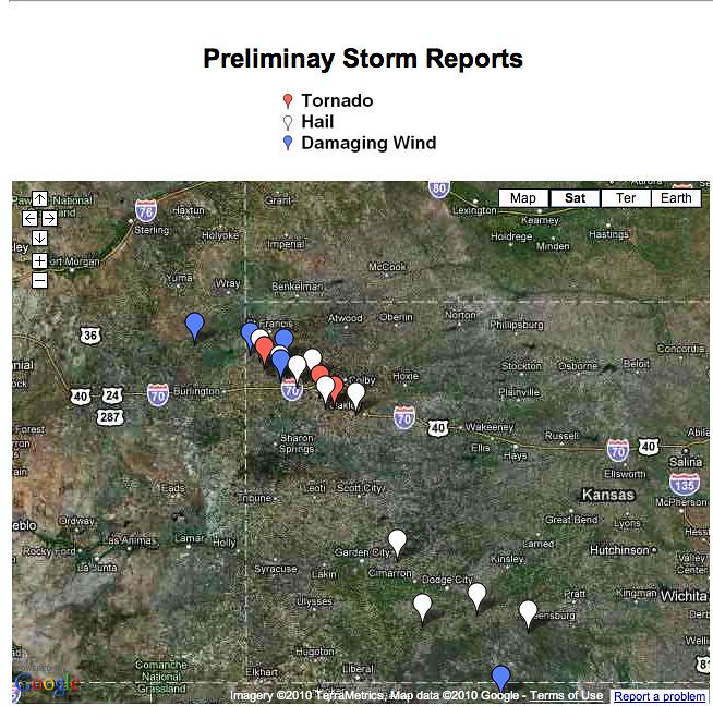 Storm Report Map Goodland NWS 9-14-10