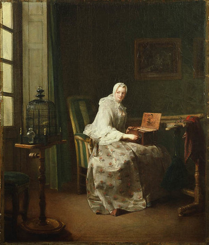 Lady with a Bird-Organ, Jean-Baptiste-Siméon Chardin, 1753 (?)