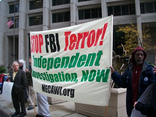 Michigan Emergency Committee Against War & Injustice (MECAWI) demonstration against the series of FBI raids in Minneapolis, Chicago and other cities. (Photo: Abayomi Azikiwe) by Pan-African News Wire File Photos