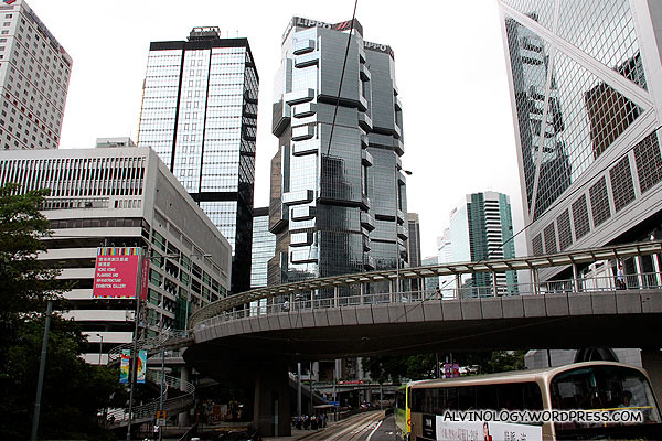 The angular, futuristic Lippo Tower in the middle