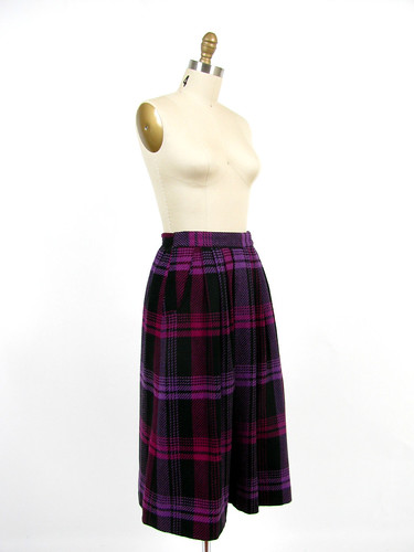 vintage 80's wool plaid full skirt