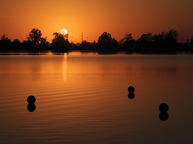 Creve Coeur Lake, in Maryland Heights, Missouri, USA - setting sun