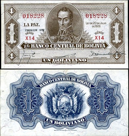 1 Boliviano Bolívia 1928 (1952)