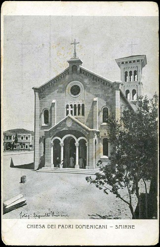 Karpostallarda yangından önce İzmir, Dominikan Kilisesi