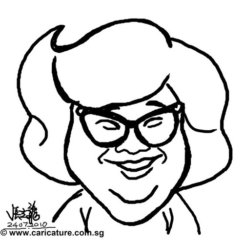 How to draw Lydia Shum caricature - step 5