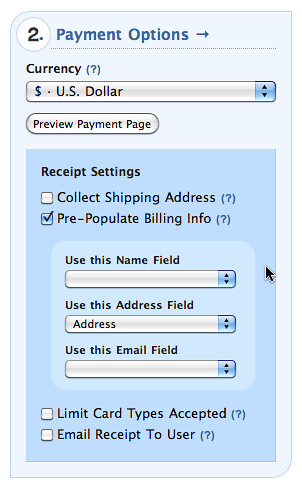Pre-populate Payment Options