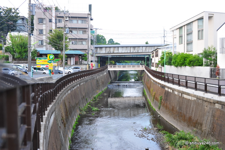 The Sengawa River looking back towards the railway line