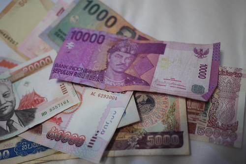 Colorful foreign money