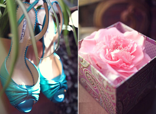 100layercake wedding shoes turquoise rose pink fabulous