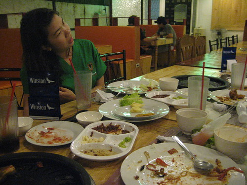 The damage done after our meal.