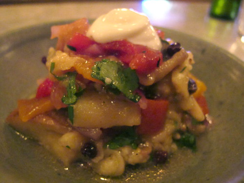Smoked eggplant, tomato, roast peppers, pinenuts and currants