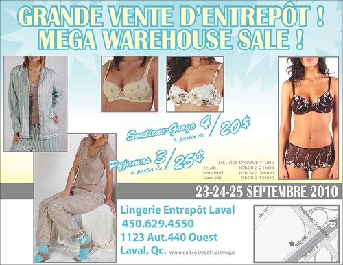 Vente d'entrepôt de lingerie Benatex -23 au 25 septembre 2010