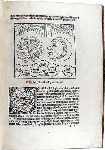 Page of text with woodcut illustration from 'Dialogus creaturarum moralisatus'. Sp Coll S.M. 1985.