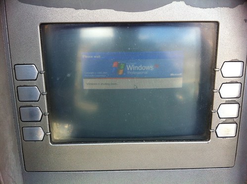 An ATM machine running Windows XP. This one is shutting down.