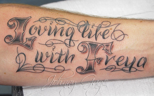 loving life lettering tattoo