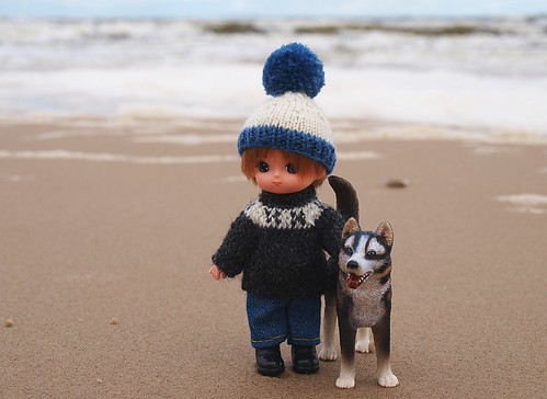 Riku & his doggie @ the beach