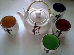Tea pot and cups