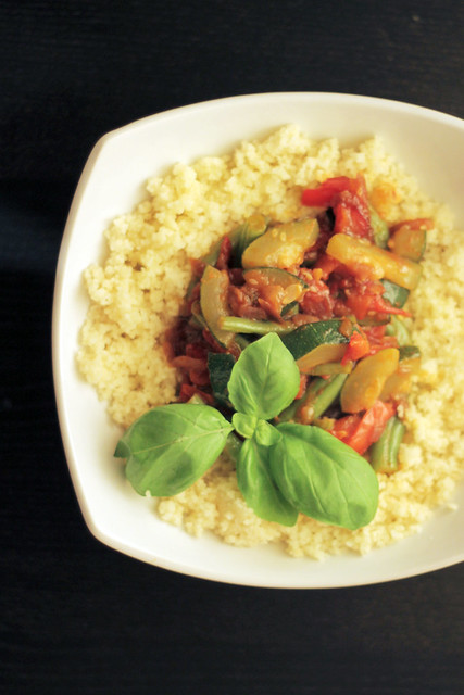Couscous, Red Peppers and Courgettes