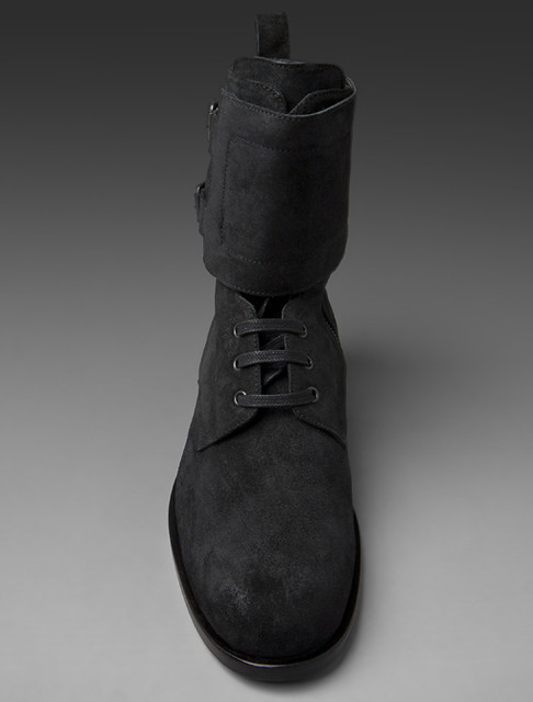 Common Projects x Robert Geller Combat Boot in Black - front on. www.revolveclothing.com/displayproduct.jsp?product=COMM-M..