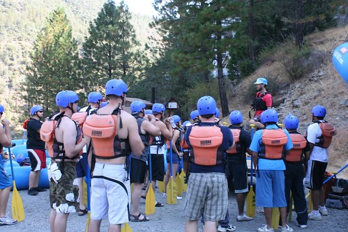 middle fork american guests listening to white water safety talk