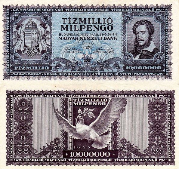 10 miliónov MilPengő Maďarsko 1946, P129