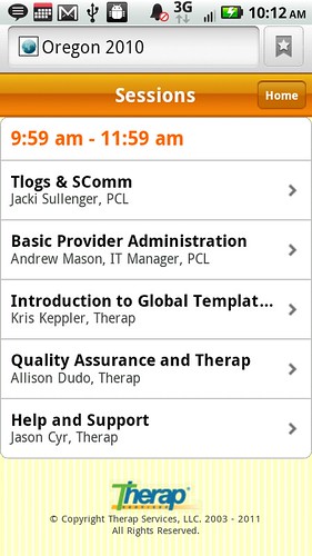 Screenshot of Oregon Conference Session from mobile device