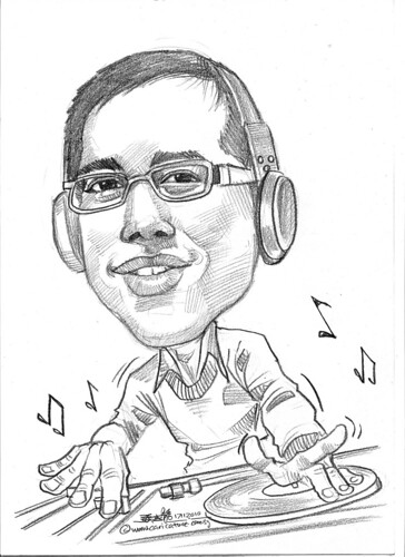DJ caricature in pencil
