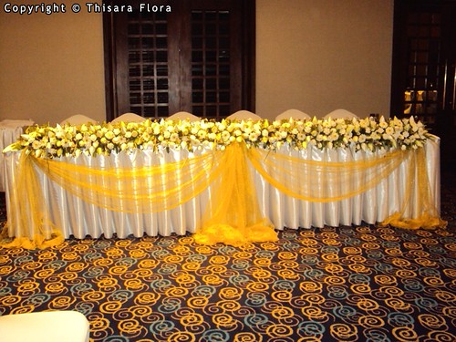 turquoise and yellow wedding head table decorations