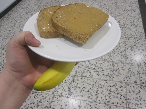 PB toasts and banana from the bistro - free