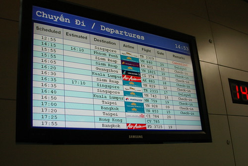 Departure information in Tan Son Nhat Airport,Ho Chi Minh City,Vietnam /Aug 28,2010