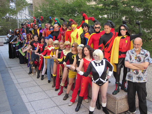 Teen Titans cosplay photo shoot with George Perez at Dragon*Con 2010
