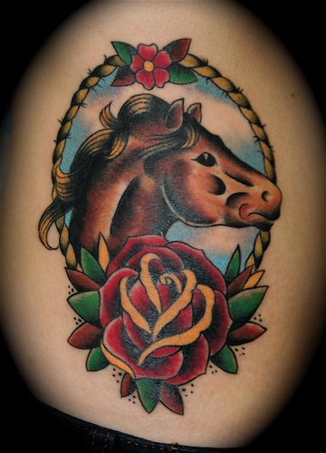 horse head tattoo by Dave Kruseman Tattoo From Dave Kruseman.