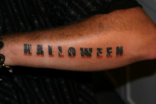 halloween lettering tattoo