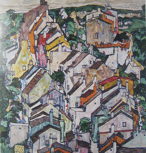 Town Among Greenery (The Old City III) (detail), Egon Schiele, 1917