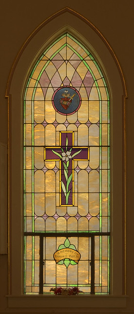 Saint Patrick Roman Catholic Church, in Grafton, Illinois, USA - stained glass window with Immaculate Heart of Mary