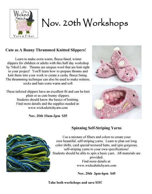 2 workshops this weekend at The Wicked Stitch
