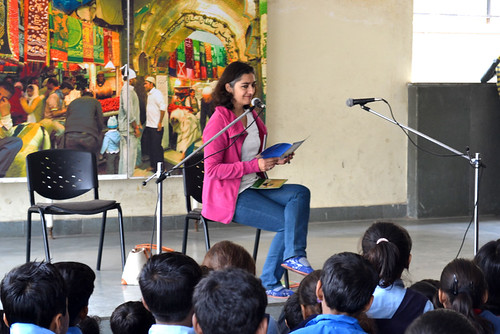 Samina Mishra's first storytelling event with the primary school students of the MCD school in East Nizamuddin