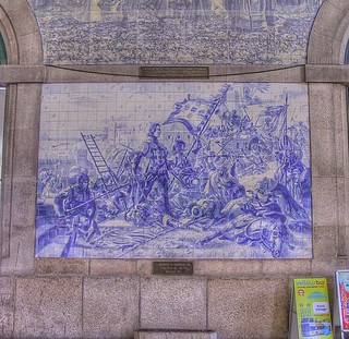 Mural showing the Battle of Ceuta in the station of Porto