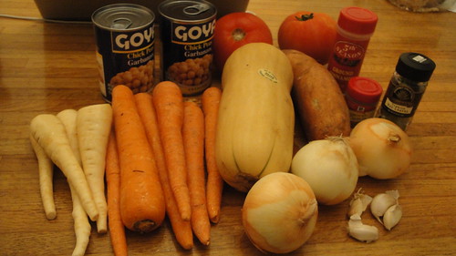 Ingredients of "chickpea and vegetable tagine"