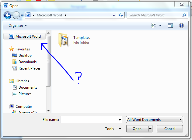 Word 2010 Template Location